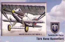 TARJETA TELEFONICA DE TURQUIA, AVIONES. (CHIP) TURKISH AIR FORCE, NIEUPORT-DELAGE NL D-62 1926-30, TR-TT-C-0101 (101) - Avions