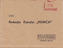 PRINT ERROR, AMOUNT 0.55 RED MACHINE STAMPS ON COVER ADRESSED TO MUNCA NEWSPAPER OFFICE, ABOUT 1960, ROMANIA - Abarten Und Kuriositäten