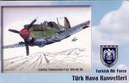 TARJETA TELEFONICA DE TURQUIA, AVIONES. (CHIP) TURKISH AIR FORCE, CURTISS TOMMAHAWK P-40 1941-49, TR-TT-C-0136 (126) - Avions