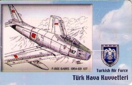 TURQUIA, AVION. (CHIP) TURKISH AIR FORCE, F-86E SABRE 1952-66. TR-TT-C-0162. (128) - Avions