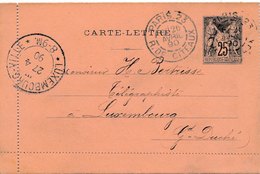 Carte Lettre Entier Sage Paris Pour Luxembourg - Letter Cards