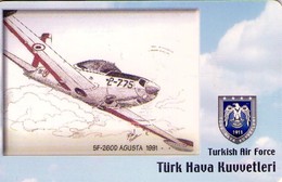 TARJETA TELEFONICA DE TURQUIA, AVIONES. (CHIP) TURKISH AIR FORCE, SF-260D AGUSTA 1991-.., TR-TT-C-0197A (109) - Avions