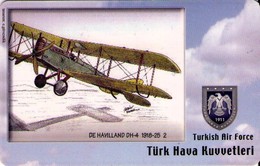 TARJETA TELEFONICA DE TURQUIA, AVIONES. (CHIP) TURKISH AIR FORCE, DE HAVILLAND DH-4 1918-25. TR-TT-C-0077 (102) - Avions