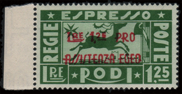 ITALIA - Occupazione Tedesca Dell'Egeo - PRO ASSISTENZA EGEO - ESPRESSO: Lire 1,25 + 1,25 Verde - 1943 - Dodecanese