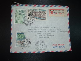 LR TP VIADUC 10F + TP FIDES 15F + TP LE MANIOC 2F OBL.17-6 1958 TANANARIVE TSARALALANA MADAGASCAR - Storia Postale