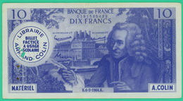 10 Francs - France - Fictif Publicitaire - Librairie Colin - Pour Usage Scolaire - TTB - - Fictifs & Spécimens