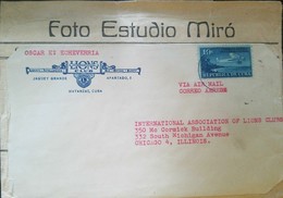O) 1931 CUBA-CARIBBEAN,SPANISH ANTILLES, AIRPLANE AND COAST -SCT C5 10c, INTERNATIONAL LIONS CLUB. AIRMAIL TO USA - Lettres & Documents
