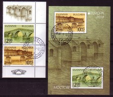 BULGARIA - 2018 - Europa-CEPT - Ponts - Bridges - Set + Bl Obl. - Oblitérés