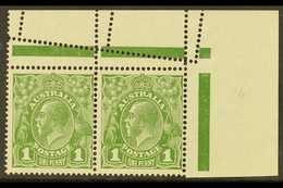 1926-30 MISPERFORATION ERROR 1d Sage Green KGV Head, Perf 14, SG 85, A Superb Mint Upper Right Horizontal Corner Pair Sh - Otros & Sin Clasificación