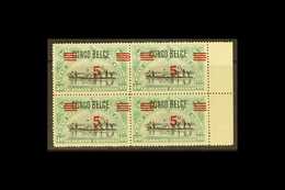 BELGIAN CONGO 1921 5c On 40c Black And Green With CONGO BELGE Overprint, COB 85A, Never Hinged Mint Block Of Four With M - Otros & Sin Clasificación