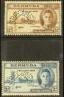 1946 Victory Pair, Perforated "Specimen", SG 123s/4s, Very Fine Mint, Large Part Og. (2 Stamps) For More Images, Please  - Bermudas