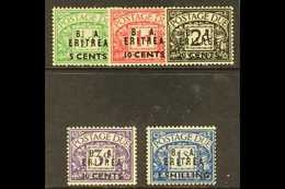 ERITREA POSTAGE DUES 1950 B.A. Surch Set, SG ED 6/10, Very Fine Never Hinged Mint. (5 Stamps) For More Images, Please Vi - Italienisch Ost-Afrika
