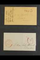 1841-1873 "PAID" MAIL Collection Of Stampless Covers And Entire Letters All Bearing "PAID" Markings. Note "PAID" Handsta - Other & Unclassified