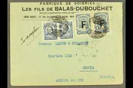 SCADTA 1923 Cover From France Addressed To Bogota, Bearing Colombia 4c (x2) And SCADTA 1923 30c Pair With "F" Consular O - Colombia