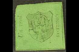 1865 1r Black On Green, Imperf, SG 2, Unused, Two Margins, Weaker Impression, Cat.£1100. For More Images, Please Visit H - Dominikanische Rep.