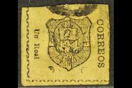 1865 1r Black On Pale Yellow, Imperf, SG 4, Used, Thins And Pin Hole, Cat.£1200. For More Images, Please Visit Http://ww - República Dominicana