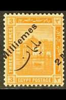 1915 2m On 3m Yellow-orange SURCHARGE A CHEVAL HORIZONTALLY (shifted Surcharge) Variety, Chalhoub D63g, Very Fine Mint,  - Sonstige & Ohne Zuordnung