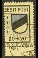 1941 OTEPAA LOCAL STAMP. 1941 20+20k Black And Ultramarine Perf 10¾, Michel 1A, Very Fine Used. For More Images, Please  - Estland