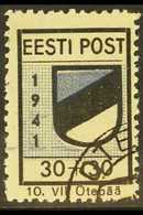 1941 OTEPAA LOCAL STAMP. 1941 30+30k Black And Ultramarine Type II Perf 10¾, Michel 2A II, Very Fine Used. For More Imag - Estonia