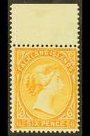 1891-1902 6d Orange-yellow With Watermark Reversed, SG 33x, Very Fine Mint Upper Marginal Example. For More Images, Plea - Islas Malvinas