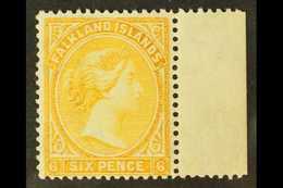 1891-1902 6d Yellow, SG 34, Never Hinged Mint Right Marginal Example. Lovely! For More Images, Please Visit Http://www.s - Islas Malvinas