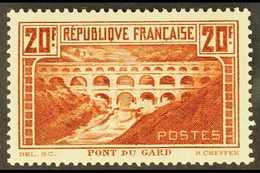 1929 - 31 20fr Red Brown, Pont Du Gard, Perf 13½x13, Yv 262A, Very Fine Mint. For More Images, Please Visit Http://www.s - Sonstige & Ohne Zuordnung