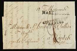 MARTINIQUE 1821 Entire From St Pierre To Nantes With Straight Line Marking "Martinique" Of The British Packet Agency And - Otros & Sin Clasificación