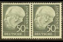 1954-61 50pf Slate-black Heuss (Michel 189x, SG 1115), Never Hinged Mint HORIZONTAL PAIR, Very Fresh. (2 Stamps) For Mor - Sonstige & Ohne Zuordnung