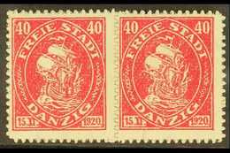 1921 (31 JAN) 40pf Carmine With ZIGZAG ROULETTE IN BLACK Variety, Michel 56A, A Superb Never Hinged Mint Horizontal Pair - Sonstige & Ohne Zuordnung