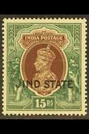 JIND 1937-38 KGVI 15r Brown & Green, SG 125, Never Hinged Mint. For More Images, Please Visit Http://www.sandafayre.com/ - Otros & Sin Clasificación