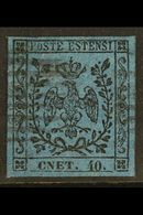 MODENA 1852 40c On Deep Blue, With Stop, Variety "cnet For Cent", Sass 10f, Superb Used With Large Even Margins All Roun - Sin Clasificación