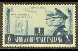 ITALIAN EAST AFRICA 1941 1L Slate-blue Air German-Italian Friendship With Value At Centre (Sassone 20, SG 62), Very Fine - Otros & Sin Clasificación