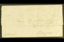 1834 JAMES BLAIR PLANTATION LETTER,  MOUNT ZION, ST ELIZABETH TO SCOTLAND, ADDITIONAL "½" MARK & KINGSTON CDS (June) Len - Jamaica (...-1961)
