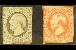 1852-58 10c Grey-black (SG 2, Michel 1d), Unused No Gum, Cut Into The Outer Frame Lines, Creases, And 1sgr Rose (SG 4, M - Sonstige & Ohne Zuordnung