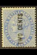 1884 2c On 5c Blue, SG 78, Fine Mint. For More Images, Please Visit Http://www.sandafayre.com/itemdetails.aspx?s=630474 - Straits Settlements