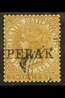 PERAK 1880  2c Brown, Wmk CC, Ovptd PERAK, SG 5, Very Fine Used. For More Images, Please Visit Http://www.sandafayre.com - Sonstige & Ohne Zuordnung