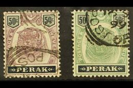 PERAK 1895 50c Dull Purple And Greenish Black And 50c Green And Black, SG 74/75, Very Fine Used. (2 Stamps) For More Ima - Otros & Sin Clasificación
