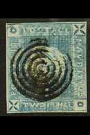 1859 2d Blue LAPIROT, Early Impression, Plate 8, SG 37, Good Used With Three Clear Margins And Neat Target Cancel, Just  - Mauricio (...-1967)