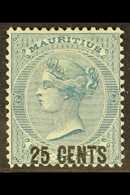 1878 25c On 6d Slate Blue, SG 88, Very Fine Mint. For More Images, Please Visit Http://www.sandafayre.com/itemdetails.as - Mauritius (...-1967)