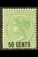 1878 50c On 1s Green, SG 90, Fine And Fresh Mint. For More Images, Please Visit Http://www.sandafayre.com/itemdetails.as - Mauricio (...-1967)