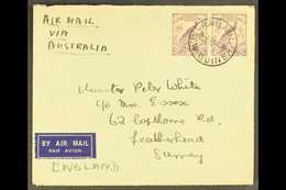 POSTAL HISTORY 1938 Airmailed Cover To England, Franked 1932-4 9d Violet Pair, SG 184, Neat RABAUL C.d.s. Postmark, Bris - Papúa Nueva Guinea