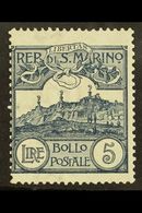 1903 5L Steel Blue Mt Titano (SG 51, Sass 45, Scott 75) Fine Mint. For More Images, Please Visit Http://www.sandafayre.c - Otros & Sin Clasificación