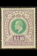 NATAL 1902 £1.10s Green & Violet, Wmk Crown CC, SG 143, Fine Mint. For More Images, Please Visit Http://www.sandafayre.c - Ohne Zuordnung