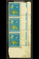 1962-74 5c Orange Yellow & Greenish Blue, SG B244, Vertical Strip Of 3 From Lower Right Pane Quarter, Badly Misperforate - Sin Clasificación