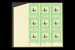 POSTAGE DUES 1971 4c Perf.14, Corner BLOCK Of 9, Rough Perfs, SG D74, Never Hinged Mint. For More Images, Please Visit H - Sin Clasificación