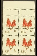 RSA VARIETY 1969 1c Rose-red & Olive-brown, Block Of 4 With EXTRA STRIKE OF COMB PERFORATOR, SG 277, Never Hinged Mint.  - Sin Clasificación