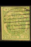 1854 2c Green Arms, Imperf On Thin Paper, SG 32 Or Michel 24w, Very Fine Used With Four Margins And Barred Cancel. For M - Otros & Sin Clasificación