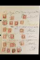 1856-1859 4c USED ON LARGE PIECES & COVER FRONTS. An Interesting Used Collection Of Mostly 1856-59 4c Imperf Stamps (plu - Sonstige & Ohne Zuordnung