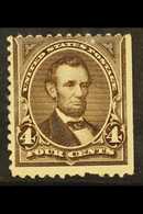 1894 4c Dark Brown, Lincoln, No Watermark, Scott 254, Never Hinged Mint, Centred High, Straight Edge. For More Images, P - Otros & Sin Clasificación