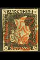 1840 1d Black 'NA' Plate 1a With WATERMARK INVERTED, SG 2Wi, Used With 4 Margins & Lovely Upright Near- Complete Red MC  - Ohne Zuordnung